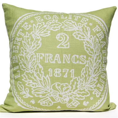 French Coin Pillow - Green