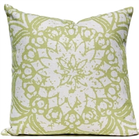 Stamped Flower Pillow - Green