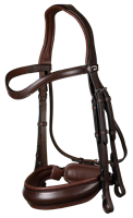 Dressage Large crank noseband double bridle - BROWN