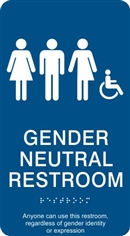 Gender Neutral ADA Braille Restroom Sign