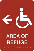 ADA Braille Area of Refuge Directional Sign