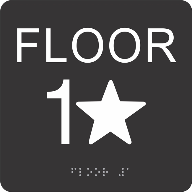 Floor Level ADA Braille Sign, Economy Series, 6x6"