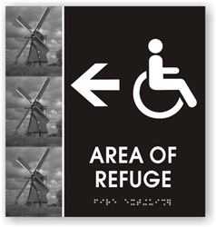 Area of Refuge Directional Braille Sign