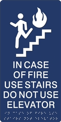 In Case of Fire Braille Sign