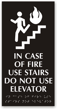 In Case of Fire Braille Sign