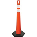 Orange cone with two stripes of diamond grade sheeting, 4" wide stripes