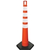 Orange cone with four stripes of diamond grade sheeting, 4" wide stripes