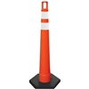 Orange cone with two stripes of high intensity prismatic sheeting