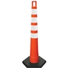 Orange cone with four stripes of high intensity prismatic sheeting