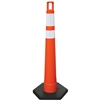 Orange cone with two stripes of white high intensity prismatic sheeting
4" wide stripe underneath  (stripes are 2" apart)