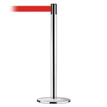 Advance Post Basics Black Base/Polished Chrome Tube/Polished Chrome Head Max 13' No Custom Red Webbing Standard Belt End