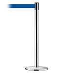 Advance Post Basics Black Base/Polished Chrome Tube/Polished Chrome Head Standard 7.5' No Custom Blue Webbing Standard Belt End