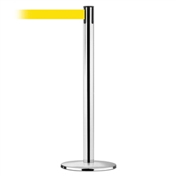 Advance Post Basics Black Base/Polished Chrome Tube/Polished Chrome Head Standard 7.5' No Custom Yellow Webbing Standard Belt End