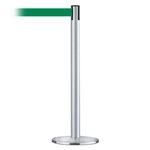 Advance Post Basics Black Base/Satin Chrome Tube/Satin Chrome Head Standard 7.5' No Custom Green Webbing Standard Belt End