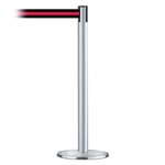 Advance Post Basics Black Base/Satin Chrome Tube/Satin Chrome Head Standard 7.5' No Custom Black/Red Stripe Webbing Standard Belt End