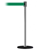 Slimline Post Basics Black Base/Polished Chrome Tube/Polished Chrome Head Standard 7.5' No Custom Green Webbing Standard Belt End