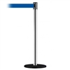 Slimline Post Basics Black Base/Polished Chrome Tube/Polished Chrome Head Standard 7.5' No Custom Blue Webbing Standard Belt End