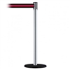 Slimline Post Basics Black Base/Satin Chrome Tube/Satin Chrome Head Standard 7.5' No Custom Black/Red Stripe Webbing Standard Belt End