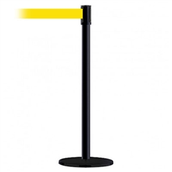 Slimline Post Basics Black Base/Black Tube/Black Head Standard 7.5' No Custom Yellow Webbing Standard Belt End