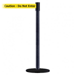 Slimline Post Basics Black Base/Black Wrinkle Tube/Black Wrinkle Head Standard 7.5' No Custom Yellow Webbing/Black "Caution - Do Not Enter" Standard Belt End