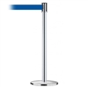 Slimline Post Universal Satin Chrome Base/Satin Chrome Tube/Satin Chrome Head Standard 7.5' No Custom Blue Webbing Standard Belt End