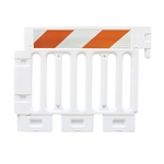 Strongwall ADA White Pedestrian Barricade with high intensity prismatic striped sheeting on two sides -