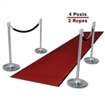 Chrome Posts (4-Pack with 2 Red Velvet Ropes)