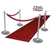 Chrome Posts (4-Pack with 3 Red Velvet Ropes)