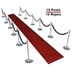 Queue Barriers (10-Pack with 8 Ropes)