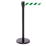 QueuePro 200, Black, Barrier with 11' Green/White Diagonal Belt