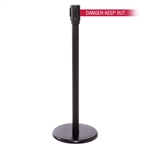 QueuePro 200, Black, Barrier with 11' DANGER-KEEP OUT - RED Belt