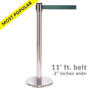 SALE - QueuePro 250PS, Polished Stainless Stanchion with 11' ft. belt
