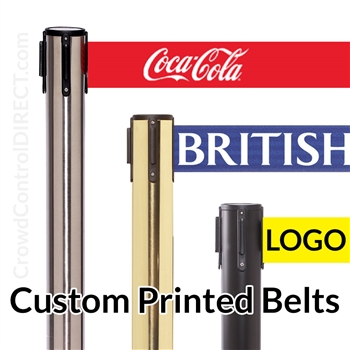 Premium Belt Barrier with 11' ft X 3" WIDE CUSTOM Printed Belt - SPECIAL