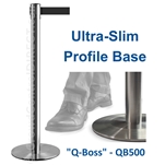 Ultra-Slim Profile 11' ft. Belt Barrier Stainless Steel Post - "Q-Boss" QB500