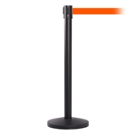 QueueMaster 550, Black, Barrier with 11' Fluorescent Orange Belt