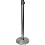 QueueWay-PLUS Tension Belt Stanchion, Satin Chrome Post, 10' ft. Belt