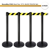 Kit: 4 QueueWay-PLUS Stantions, Black Post, 10' ft. BLACK/YELLOW Belt