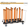 SET: 18 Safety Retractable 11' ft. Belt Stanchions, with Vertical Storage Cart