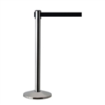 QueueWay Retractable Belt Stanchion,  Polished Stainless Post, BLACK 7.5' ft. Belt