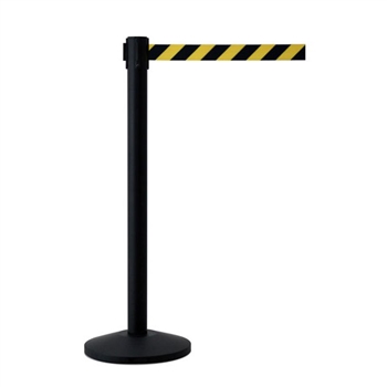 QueueWay Retractable Belt Stanchion, Black Post, BLACK/YELLOW 7.5' ft. Belt