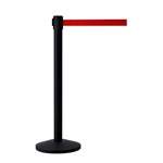 QueueWay Retractable Belt Stanchion, Black Post, RED 7.5' ft. Belt