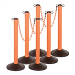 Kit: ChainBoss Indoor/Outdoor 3" molded stanchion with orange post, fillable base and 10' of 2" Orange plastic Chain (6PACK)