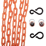 ChainBoss Loading Dock Kit, includes 10' of 2" yellow plastic chain, 2 S-hooks and 2 high strength magnetic wall hooks
