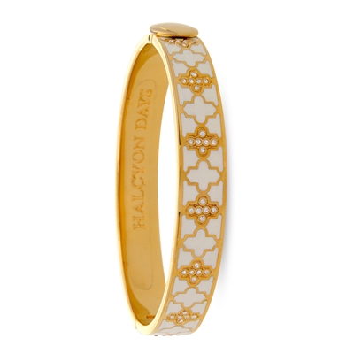 Agama Sparkle Cream & Gold Hinged Bangle by Halcyon Days