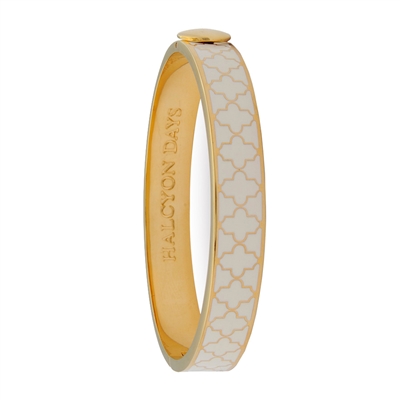 Agama Cream & Gold Hinged Bangle by Halcyon Days