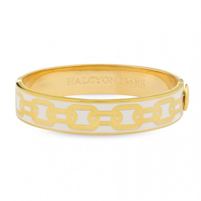 Chain Cream & Gold Hinged Bangle by Halcyon Days