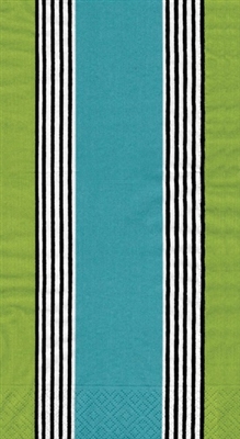 Riviera Stripe Blue/Green Guest Towels by Caspari