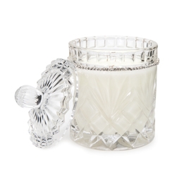 Tryst Candle in Crystal Biscuit Jar by Lady Primrose