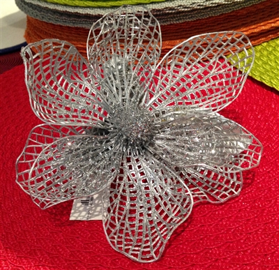 Mesh Magnolia Napkin Rings (Silver) by Deborah Rhodes