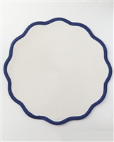 16" Border Scallop Placemat (Oxford Blue) by Deborah Rhodes